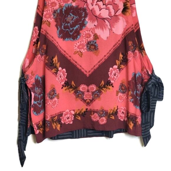 Free People Floral Scoop Neck Sleeveless Side Tie Pink Tank Top Size XS - Picture 5 of 16